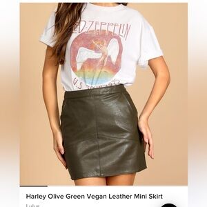 NWT Lulu’s Harley Olive Green Vegan Leather Mini Skirt - size M